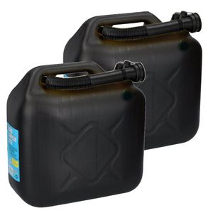 2x Jerrycans/benzinetanks 10 liter zwart