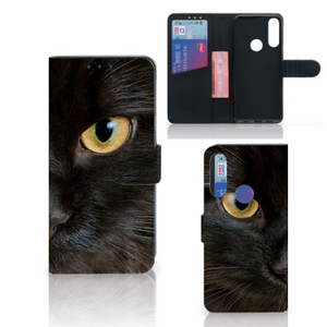 Alcatel 1S 2020 Telefoonhoesje met Pasjes Zwarte Kat