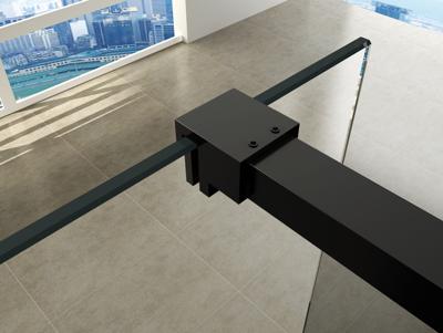 Mueller Slimline muurprofiel en stabilisatiestang voor losse glaswand zwart Mueller Slimline muurprofiel en stabilisatiestang voor losse glaswand zwart