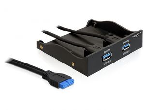 Delock 61896 USB 3.0 voorpaneel 2 poorten met interne 19-pins USB 3.0-pins header