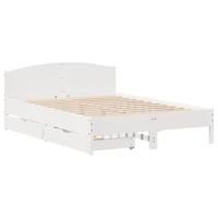 vidaXL Bedframe met hoofdbord massief grenenhout wit 160x200 cm, bed, bed ombouw, twijfelaar bed, bedbodem, slaapkamermeubel, 2 persoonsbed