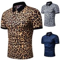 Voor heren POLO Shirt Tennisshirt Golfshirt Jachtluipaardprint Kraag Wit Geel Marineblauw Straat Dagelijks Korte mouw Button-omlaag Kleding Katoen Zakelijk Casual Comfortabel Lightinthebox - thumbnail