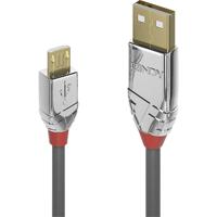 LINDY USB-kabel USB 2.0 USB-A stekker, USB-micro-B stekker 3.00 m Grijs 36653