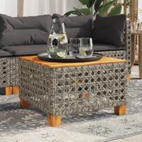 Tuintafel 55x55x36 cm poly rattan en acaciahout grijs - thumbnail