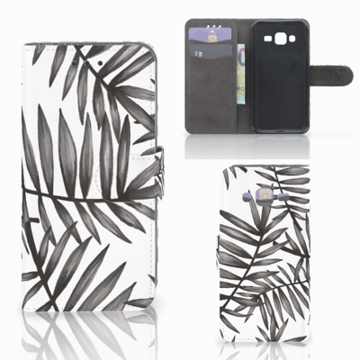 Samsung Galaxy J3 2016 Hoesje Leaves Grey Samsung Galaxy J3 2016 Hoesje Leaves Grey