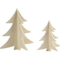 Creotime kerstbomen hout 13   18 cm blank 2 delig