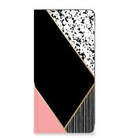 Motorola Moto E13 4G Stand Case Zwart Roze Vormen