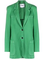 MSGM blazer en jean à coutures contrastantes - Vert - thumbnail