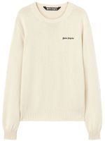 Palm Angels logo-intarsia cotton jumper - Tons neutres