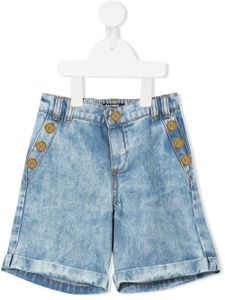 Balmain Kids short en jean à boutons décoratifs - Bleu