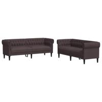 vidaXL 2-delige Loungeset stof donkerbruin, bankenset, tv-stoel, fauteuil, sofa, stoffen bank, beklede bank, stoffen bank, loungebank
