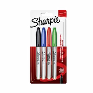 Viltstift Sharpie rond 0.9mm assorti blister ÃƒÆ' 4 stuks