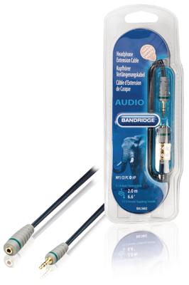 Stereo Audio Verlengkabel 3.5 mm Male - 3.5 mm Female 2.00 m Blauw