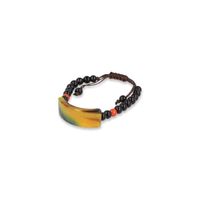 Edelsteen Armband Onyx met Platte Gele Agaat