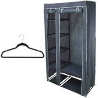 Mobiele kledingkast/garderobekast incl 8x hangers - opvouwbaar - grijs - 174 cm