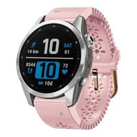 By Qubix - Flower siliconen bandje - Roze - Compatible met Garmin Fenix 7s/6s/5s / Instinct 2s / Epix Pro Gen 2 (42mm) - Compatible Garmin bandje - Bandbreedte: 20mm