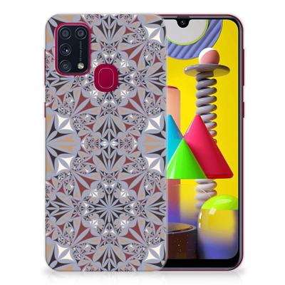 Samsung Galaxy M31 TPU Siliconen Hoesje Flower Tiles Samsung Galaxy M31 TPU Siliconen Hoesje Flower Tiles