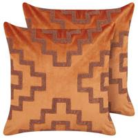 Beliani-SERGIPE-Sierkussen set van 2-Oranje-45 x 45 cm-Fluweel