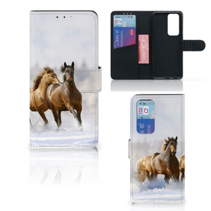 OPPO Find X3 Neo 5G Telefoonhoesje met Pasjes Paarden