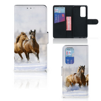 OPPO Find X3 Neo 5G Telefoonhoesje met Pasjes Paarden - thumbnail