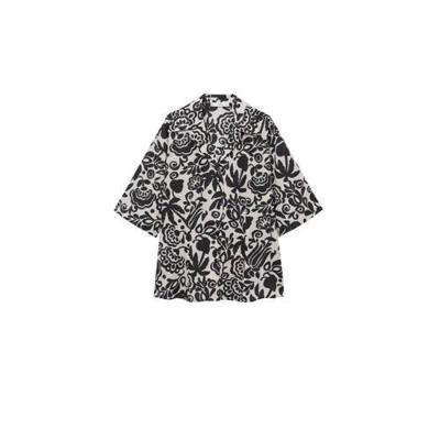 Mango blouse met all over print zwart/wit
