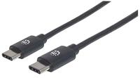Manhattan 354868 USB 2.0 type C-kabel type C-stekker naar type C-stekker 480 Mbit/s, 0,5 m zwart