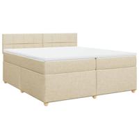 vidaXL Boxspring met matras stof crèmekleurig 200x200 cm
