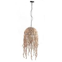 PTMD Doritty Natural hanging lamp wood beaded round - thumbnail