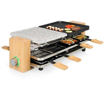 Princess Pure 8 Gourmetstel Anti-aanbaklaag, 8 pannen Zwart, Steen, Bamboe