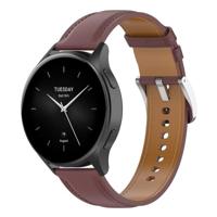 By Qubix - Luxe leren bandje - Donkerbruin - Compatible met Xiaomi Mi Watch/Compatible met Xiaomi Watch 2 / Compatible met Xiaomi Watch S1 / S2 / S3 / S4 - Compatible Xiaomi bandje
