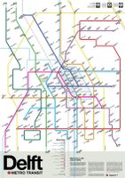 Wandkaart - Stadsplattegrond Delft Metro Transit Map - Metrokaart | Vi