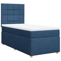 vidaXL Boxspring met matras stof blauw 90x190 cm, boxspring, ledikant, bedframe, bed, boxspring bed, bedbodem, seniorenbed, senioren bed