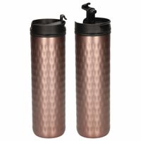 Set van 2x stuks RVS thermosfles / isoleerfles brons 400 ml