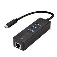 TECHLY 105810 Adapter USB-C™ Ethernet Gigabit met hub 3 poorten USB-A 3.0, zwart