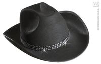 Cowboyhoed zwart met strass band