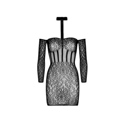 Leg Avenue kanten off shoulder mini jurk zwart