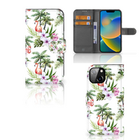 Apple iPhone 14 Telefoonhoesje met Pasjes Flamingo Palms