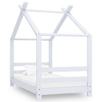 Kinderbedframe massief grenenhout wit 70x140 cm