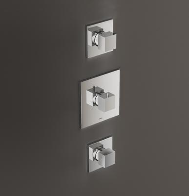 Hotbath Bloke inbouw thermostaat met 2 stopkranen afbouwdeel chroom Hotbath Bloke inbouw thermostaat met 2 stopkranen afbouwdeel chroom