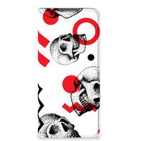 Mobiel BookCase OPPO Reno8 Lite Skull Red