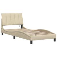 vidaXL Bedframe zonder matras 80x200 cm stof crèmekleurig, bed, bed ombouw, eenpersoonsbed, bedbodem, slaapkamermeubel, 1 persoonsbed, logeerbed