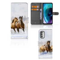 Motorola Moto G51 5G Telefoonhoesje met Pasjes Paarden - thumbnail