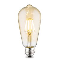 Edison Vintage LED filament lichtbron Drop - Amber - ST64 Deco - Retro LED lamp - 6.4/6.4/14cm - geschikt voor E27 fitting - Dimbaar - 6W 660lm 2700K - warm wit licht