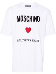 Moschino t-shirt en coton à logo brodé - Blanc