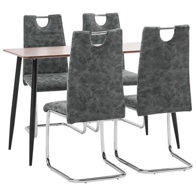 vidaXL 5-delige Eethoek kunstleer zwart