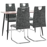 vidaXL 5-delige Eethoek kunstleer zwart