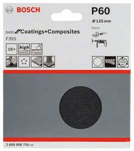 Bosch Accessories 2608606755 Schuurpapier voor schuurschijf Ongeperforeerd Korrelgrootte (num) 60 (Ø) 125 mm 10 stuk(s)