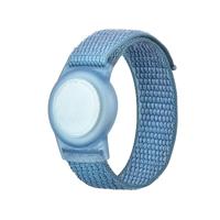 By Qubix - AirTag nylon loop bandje - S/M - Blauw - Geschikt voor kinderen