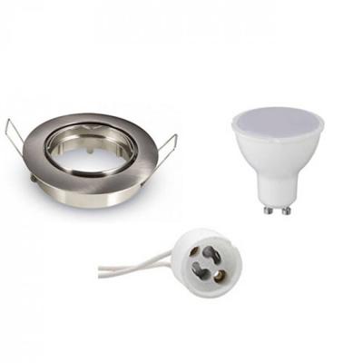 LED Spot Set - Aigi - GU10 Fitting - Inbouw Rond - Mat Chroom - 8W - Warm Wit 3000K - Kantelbaar Ø82mm LED Spot Set - Aigi - GU10 Fitting - Inbouw Rond - Mat Chroom - 8W - Warm Wit 3000K - Kantelbaar Ø82mm