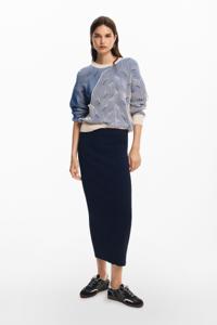 Rok van geribbelde stof - BLUE - XL